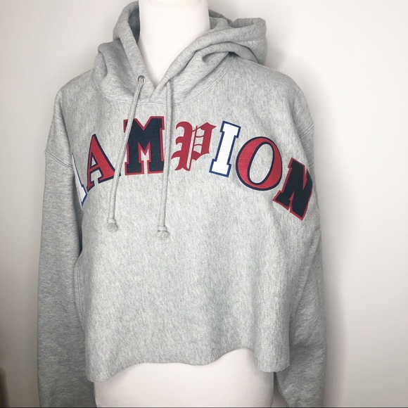 Champion Reverse Weave Crop Cut Off Hoodie L - Picture 7 of 9